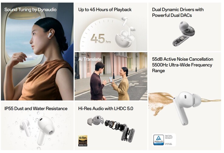 Los auriculares inalámbricos Enco X3s cuentan con transductores dobles y audio de alta resolución a través de LHDC 5.0 (Fuente de la imagen: Oppo)