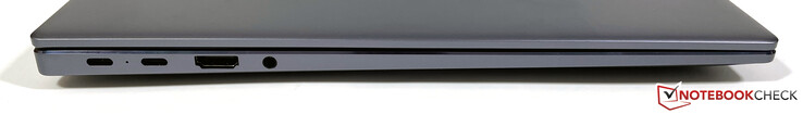 Izquierda: 2x USB-C 3.2 Gen.2 (modo DisplayPort ALT, Power Delivery), HDMI 2.0, conector de audio de 3,5 mm