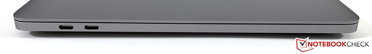 Lado izquierdo: 2x Thunderbolt 3 (USB-C 4, 40 GB/s, Power Delivery, modo DisplayPort ALT)
