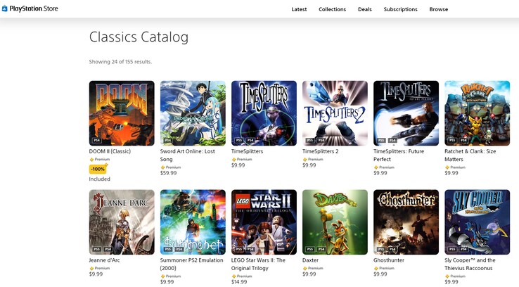 Selección de clásicos de PS Plus Premium en exposición (Fuente de la imagen: captura de pantalla, PlayStation Store)
