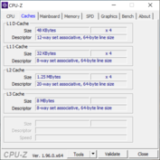 Información del sistema CPU-Z Cache