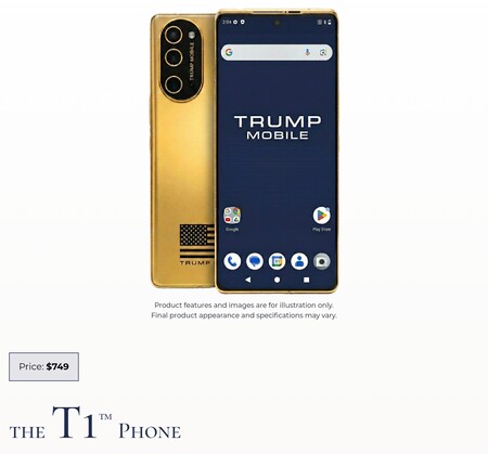 El Trump T1 tiene actualmente un precio de 749 dólares en la página web de Trump Mobile.