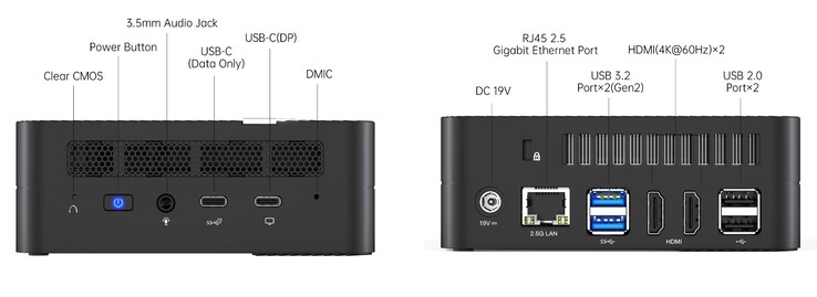 Puertos externos del Minisforum Venus Series UM560 XT (fuente: Minisforum)