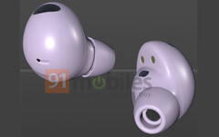 Los Galaxy Buds2 Pro deberían lanzarse en agosto en un evento repleto de Galaxy Unpacked. (Fuente de la imagen: 91mobiles & @evleaks)