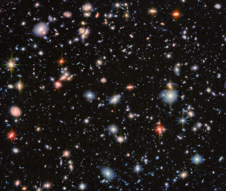 La última y más clara imagen del HUDF captada por el JWST (Fuente de la imagen: NASA, ESA y CSA)