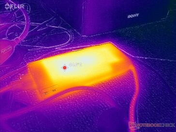 El adaptador de CA alcanza más de 45 C cuando funciona con cargas exigentes