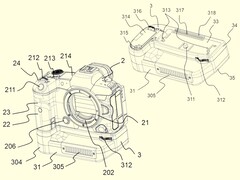 Empuñadura de refrigeración activa para cámaras sin espejo de Canon (Fuente de la imagen: Japan Patent Platform)