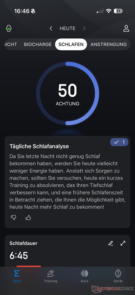 Seguimiento del sueño en la aplicación Zepp...
