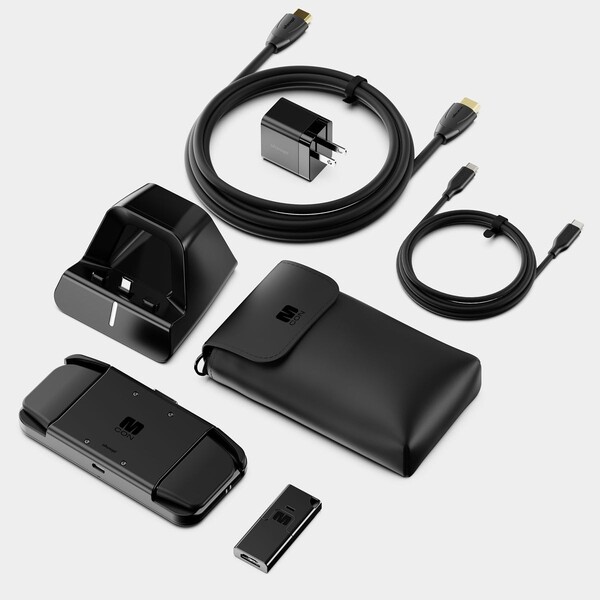 El controlador MCON viene con accesorios opcionales como una base, un cargador y un dongle HDMI. (Fuente de la imagen: Ohsnap)
