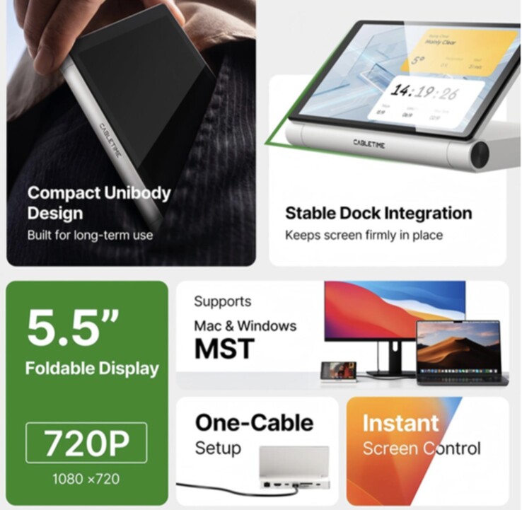 La pantalla integrada de 5,5 pulgadas permite visualizar prácticamente cualquier cosa