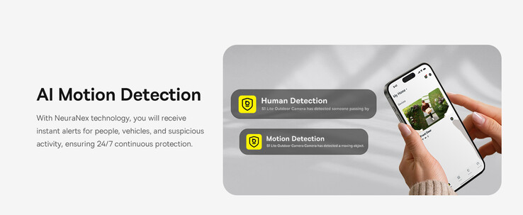 La cámara también cuenta con detección humana impulsada por IA (Fuente de la imagen: Baseus)