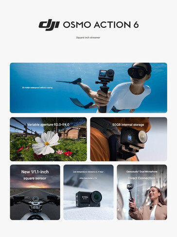 Características principales de la cámara de acción DJI Osmo Action 6 (Fuente de la imagen: DJI)