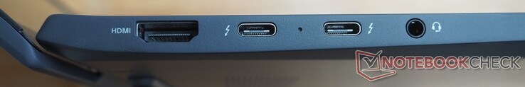 Izquierda: HDMI, 2x USB-C 4 (Thunderbolt 4, DisplayPort, Power Delivery), Audio (auriculares/micrófono)