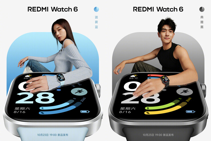 Elegante combinación de colores Negro y Azul Bruma del Redmi Watch 6 (Fuente de la imagen: Xiaomi)