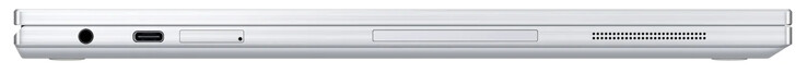 Lado izquierdo: combo de audio, USB 3.2 Gen 1 (Tipo C, entrega de energía, DisplayPort), lector de tarjetas microSD