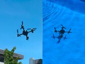 El dron volando en el aire y nadando bajo el agua (Fuente de la imagen: Andrei Copaci; captura de pantalla editada)