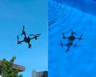 El dron volando en el aire y nadando bajo el agua (Fuente de la imagen: Andrei Copaci; captura de pantalla editada)