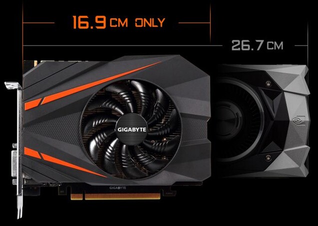 ¿Qué le parecen las GTX 1080 de tamaño ITX, unas que cabían en montajes con los que las Vega 64 ni siquiera podían soñar? ¿Las recordamos? (Imagen: Gigabyte)