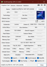 GPU-Z Gráficos Intel ARC 140T
