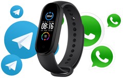 La Mi Band 6 podría permitir a los usuarios comunicarse a través de servicios de mensajería populares. (Fuente de la imagen: Xiaomi (Mi Band 5 en la imagen)/Medio - editado)