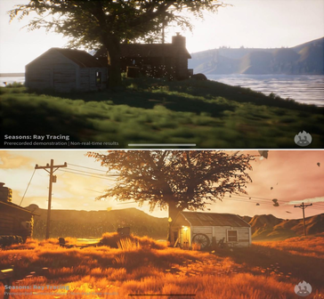 Escena estacional: resultados de renderizado en tiempo no real frente a tiempo real