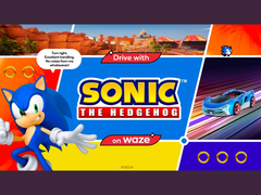 Material gráfico promocional del asistente de voz Sonic en Waze (fuente de la imagen: Waze)