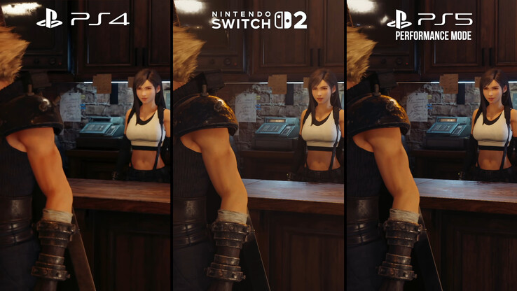 La mayoría de los efectos se comparan favorablemente para Nintendo Switch 2 frente a PlayStation 4, pero las sombras de menor resolución y la distancia de dibujado en comparación con PlayStation 5 son un factor a tener en cuenta. [Crédito de la imagen