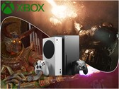 Próximos títulos exclusivos de Xbox: «Gears of War: E-Day» y «Clockwork Revolution», con las consolas Xbox Series y su logotipo.