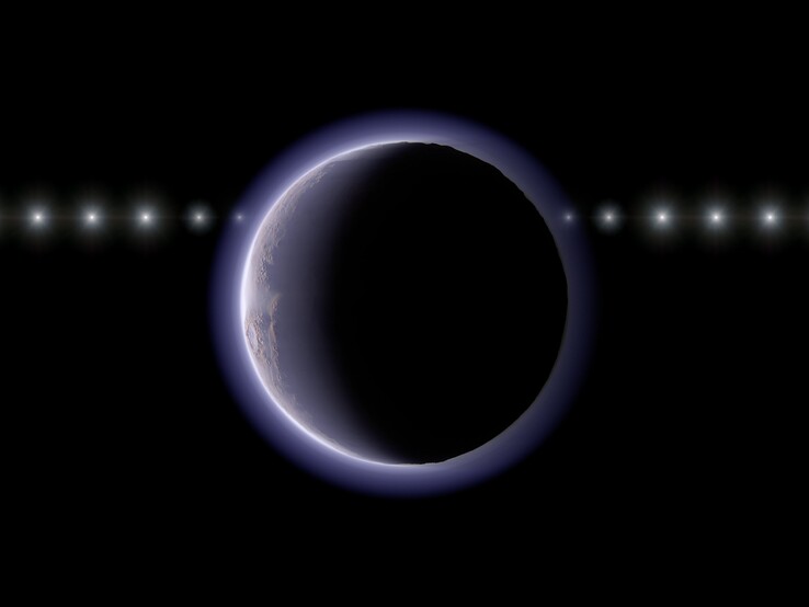 Ilustración de un artista que muestra el 2002 XV 93 pasando por delante de una estrella.