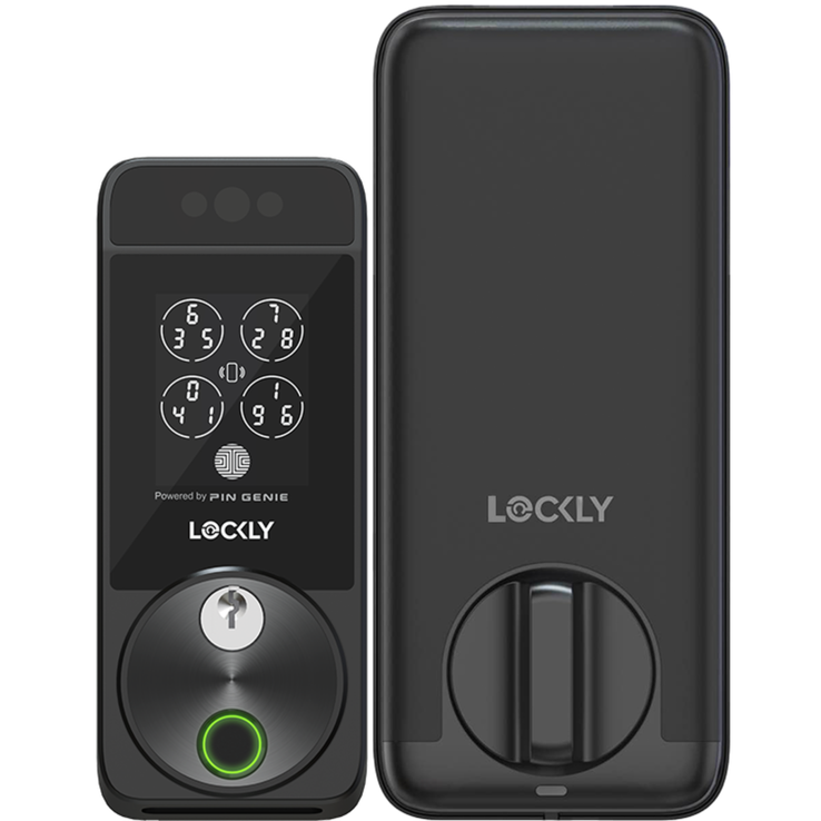 El Visage de Lockly tiene una plétora de opciones de desbloqueo: desbloqueo facial, biométrico, tarjetas RFID, códigos PIN y las buenas y viejas llaves metálicas. (Fuente: Lockly)