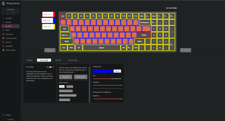 Los nuevos ajustes RGB por tecla en los controladores web Lemokey y Keychron Launcher desbloquean capacidades de personalización más serias. (Fuente de la imagen: Notebookcheck)