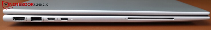 Izquierda: HDMI 2.1, USB-A (5 Gbps), 2x USB-C Thunderbolt 4 con PD y DP (40 Gbps)