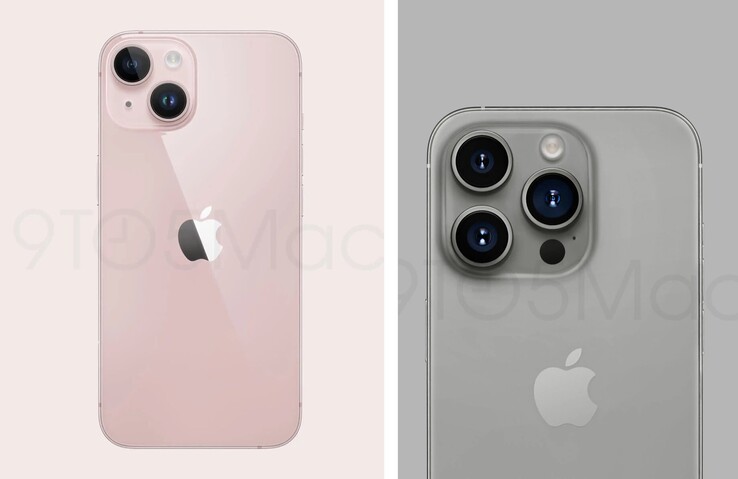 Renders del iPhone 15 y el iPhone 15 Pro. (Fuente de la imagen: 9to5Mac)