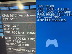 Una captura de pantalla que muestra la GPU RSX y la CPU CELL de la PS3 overclockeadas a 850 MHz y 4,1 GHz respectivamente (fuente de la imagen: Modyfikator89 en X)