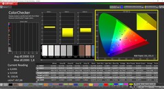 CalMAN ColorChecker (perfil: P3, espacio de color de destino: P3)