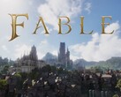 El logotipo de Fable con el mundo de Albion al fondo