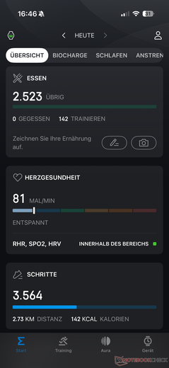 Entre otras cosas, se realiza un seguimiento del consumo de calorías y los pasos