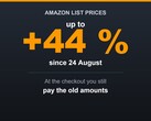 Gráfico en el que se indica que Amazon aumentó los precios de catálogo hasta un 44 %, mientras que los precios finales se mantuvieron sin cambios.