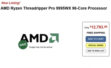 Listado de Provantage para el Ryzen Threadripper PRO 9995WX. (Fuente de la imagen: Provantage vía VideoCardz)