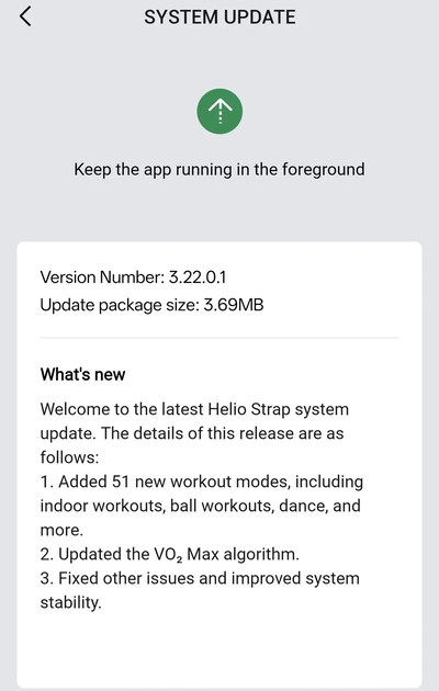 Las notas de la versión de la correa Amazfit Helio indican que se está recibiendo la actualización v3.22.0.1