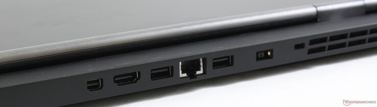 Detrás: DisplayPort 1.4, HDMI 2.0, 2x USB 3.1 Gen. 1, Gigabit Ethernet, adaptador de CA, Kensington Lock