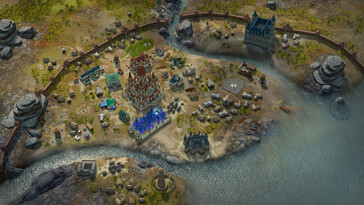Una imagen que muestra una ciudad en Pathfinder: Kingmaker — Enhanced Plus Edition.