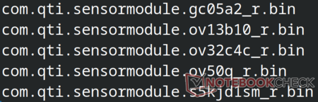 Se han encontrado en el volcado los binarios de configuración del módulo del sensor de la cámara de Qualcomm