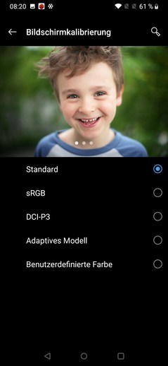 Opciones de color de la pantalla del OnePlus 6T
