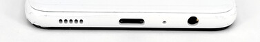 Parte inferior: altavoz, puerto USB-C, micrófono, puerto de audio de 3,5 mm