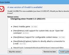 Vivaldi 3.4 browser update notification window, Chromium 86 and Vivaldia game in tow (Source: Own)