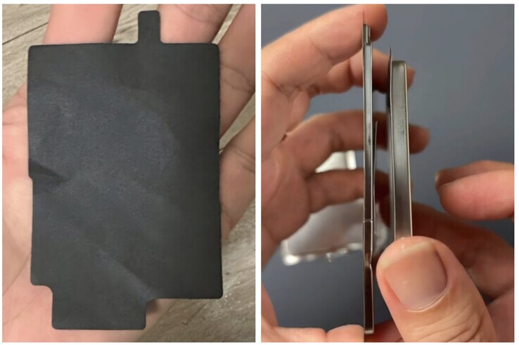 La batería del iPhone 17 Air junto a la del iPhone 17 Pro. (Fuente de la imagen: Majin Bu)