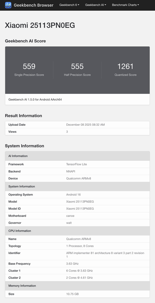 (Fuente de la imagen: Geekbench)