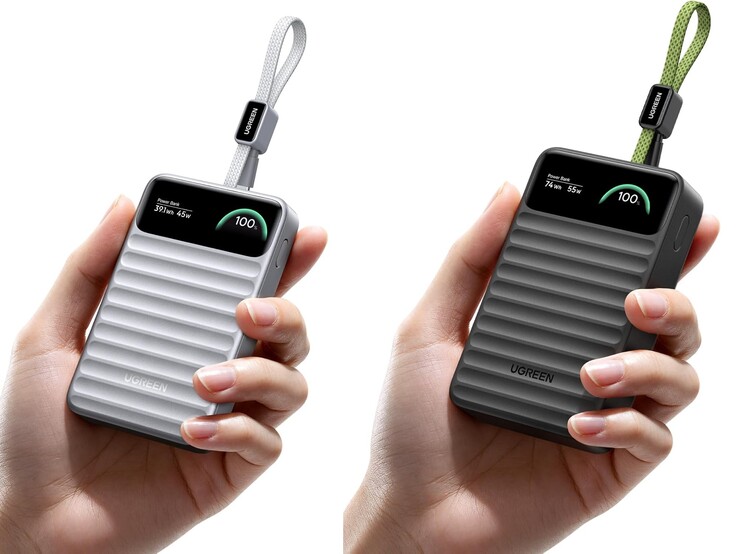 Izquierda: la variante de 10 000 mAh en color plateado. Derecha: el modelo de 20 000 mAh en color negro.
