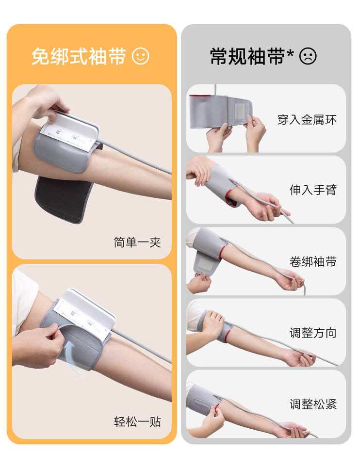 El tensiómetro electrónico inteligente Xiaomi Mijia tiene un brazalete con clip. (Fuente de la imagen: Xiaomi)